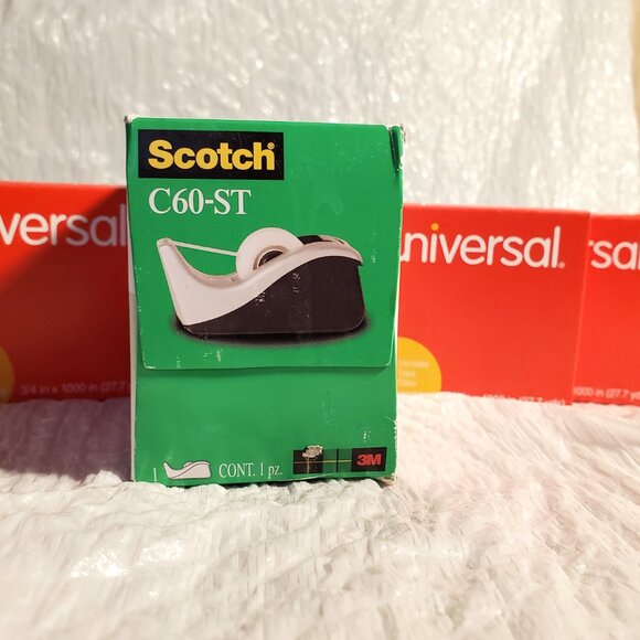 Scotch C60-ST Desktop Desk Tape Dispenser with 6 rolls of tape. Black/Silver - Picture 3 of 4